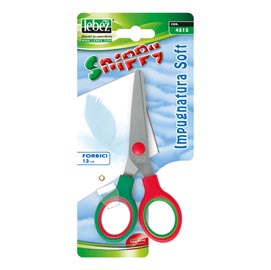 Forbici snippy soft - impugnatura plastica morbida - punta tonda - lama in acciaio - 13 cm - colori assortiti - lebez