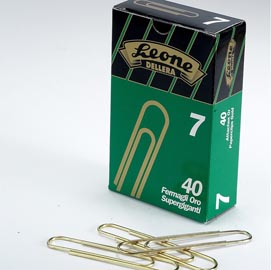 Fermagli ottonati n.7 supergiganti - lunghezza 75 mm - oro - molho leone - conf. 40 pezzi