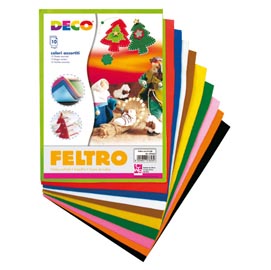 Feltro colorato - 21x30cm - colori assortiti - cwr - conf.10 fogli