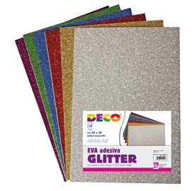 Fogli gomma crepp - 20x30cm - glitter colori assortiti - cwr - busta 10 fogli