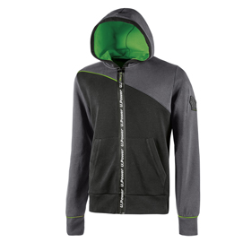 Felpa jupiter - con cappuccio - taglia l - grigio/verde - u-power