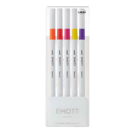 Fineliner emott - tratto 0.4 mm - colori assortiti passion - uni mitsubishi - conf. 5 pezzi