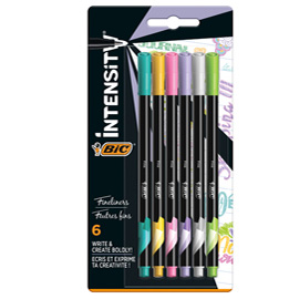 Fineliner intensity - punta 0,8 mm - tratto 0,4 mm - colori assortiti pastel - bic - astuccio 6 pezzi