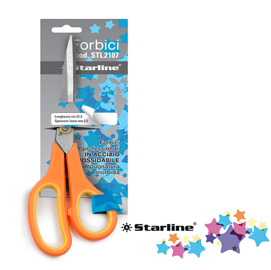 Forbici - 21,5 cm - lama in acciaio - impugnatura gomma morbida - arancione - starline