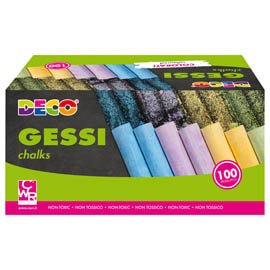 Gessetti tondi - ø 10 x 81 mm - colori assortiti - deco - scatola 100 gessetti tondi