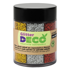 Glitter bio grana fine - 60ml - colori assortiti - deco - dispenser 4 colori