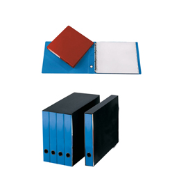 Gruppo 4 portatabulati - ad anelli - dorso 5 cm - 31,5x42 cm - azzurro - cartotecnica del garda