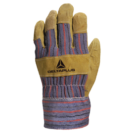 Guanti docker dc103 - pelle crosta di bovino - taglia 10 - beige/blu - deltaplus - confezione risparmio