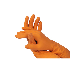 Guanti orchidea - lattice naturale - taglia m - arancione - perfetto - blister 2 pezzi