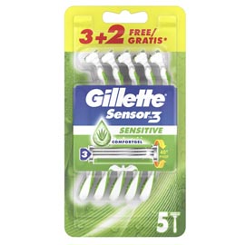 Gillette sensor 3 sensitive - confezione usagetta 3+2 pz