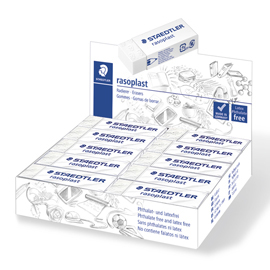 Gomma rasoplast - 63x13x23 mm - bianco per matita - staedtler - box 20 pezzi