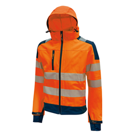 Giacca alta visibilità softshell miky - taglia l - arancio fluo - u-power