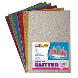 Gomma crepp glitter - 20x30 cm - colori assortiti - cwr - busta 10 fogli