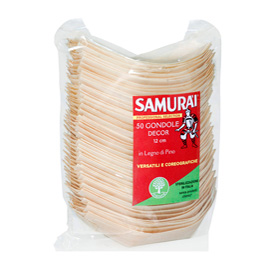 Gondole decor - in legno di pino - 12 cm - samurai party . Conf. 50 pezzi