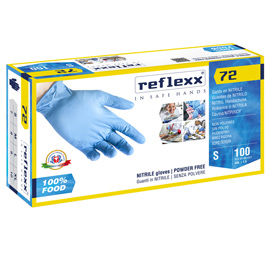Guanti in nitrile foodline r72 - tg m - azzurro - reflexx - conf. 100 pezzi