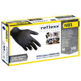 Guanti in nitrile n81 - tg l - nero - reflexx - conf. 100 pezzi