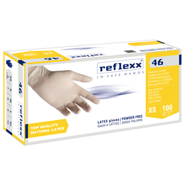 Guanti in lattice r46 - s/polvere - tg m - bianco - reflexx - conf. 100 pezzi