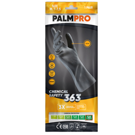 Guanti chemical safety palmpro 363 - taglia xl - nitrile - nero - icoguanti