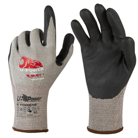 Guanti di protezione cut - con polsino giallo - taglia 08 - grigio/nero - u-power