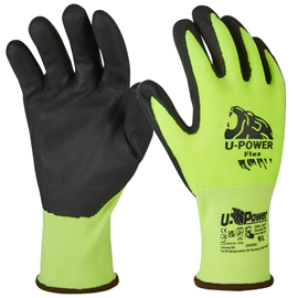 Guanti di protezione flex - con polsino nero - taglia 10 - verde fluo/nero - u-power