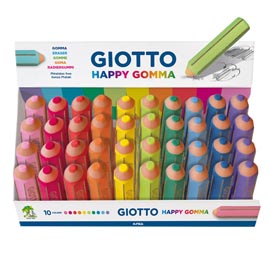 Happy gomma - colori assortiti - giotto - espositore 40 gomme