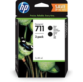 Hp - confezione 2 cartucce ink - 711 - nero - p2v31a - 80ml cad