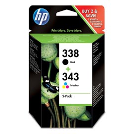 Hp - confezione 2 cartucce ink - 338/343 - c/m/y/k - sd449ee - c/m/y 330 pag / k 480 pag