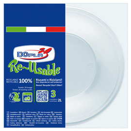 Insalatiera reuse - diametro 13,5 cm - 2 l - ps - bianco - dopla - conf. 3 pezzi