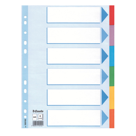 Intercalare cartoncino - 6 tasti colorati - a4- esselte