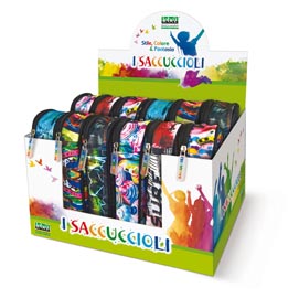 I saccuccioli - 24x6x10cm - modello round graffiti - lebez - espositore 12 pezzi