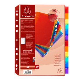 Intercalari neutri - ppl - a4 - trasparente - 12 posizioni - exacompta