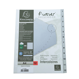 Intercalare numerico - ppl riciclato - a4 - 12 tasti - a-z - grigio - exacompta