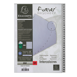 Intercalare numerico - 31 tasti - a4 - ppl riciclato - grigio - exacompta