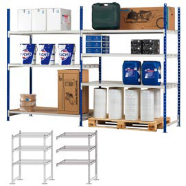 Kit iniziale scaffale - 5 ripiani - acciaio cromato - 100x35x200 cm - paperflow