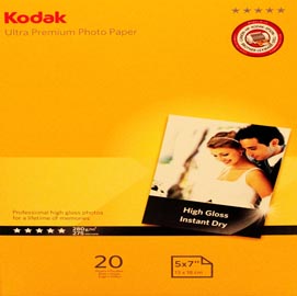 Kodak - carta fotografica ultra premium gloss - 13x18 cm - 280 gr - 20 fogli - 5740-089