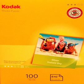 Kodak - carta fotografica lucida photo gloss - 10x15 cm - 180 gr - 100 fogli - 5740-097