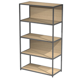 Libreria 5 ripiani modular - 90 x 44 x 161 cm - struttura metal antracite - rovere - artexport