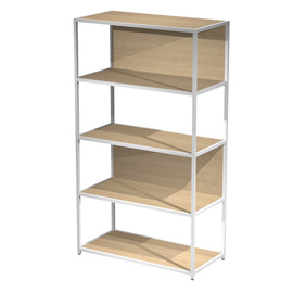 Libreria 5 ripiani modular - 90 x 44 x 161 cm - struttura metal bianco - rovere - artexport