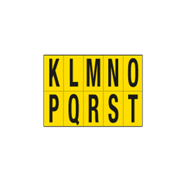Lettera adesiva da k a t - pvc - 70 x 124 mm - 10 et/fg - 1 foglio - nero/giallo