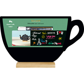 Lavagna da tavolo silhouette - 33,5x21,5 cm - forma tazza - nero - securit