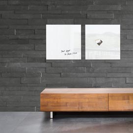 Lavagna magnetica in vetro artverum® - 480x480x15 mm - bianco - sigel