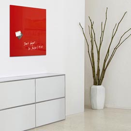 Lavagna magnetica in vetro artverum® - 480x480x15 mm - rosso - sigel