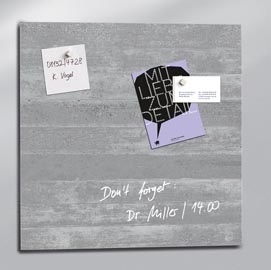 Lavagna magnetica in vetro artverum® - 480x480x15 mm - texture calcestruzzo - sigel