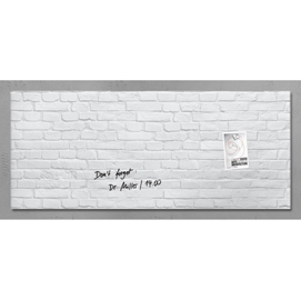 Lavagna magnetica in vetro artverum® - 550x1300x15 mm - texture pietra bianca - sigel