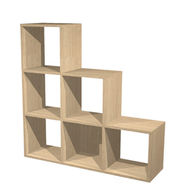 Libreria casellario rainbow - 6 caselle a scalare - 104,1x29,2x103,9 cm - rovere - artexport