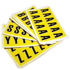 Lettere adesive da a a z - 38 x 21 mm - 12 et/fg - 26 fogli - nero/giallo - beaverswood - conf. 312 etichette