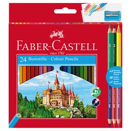 Matita colorata eco il castello+3 bicolor - diametro mina 3,00 mm - colori assortiti - faber castell - astuccio 24 pezzi