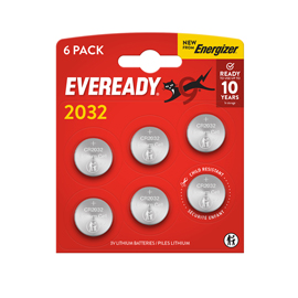 Micropila eveready lithium cr2032 - 3v - a pastiglia - litio - energizer  - blister 6 pezzi