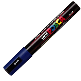 Marcatore a base d'acqua uni posca pc5m  - punta  tonda media da 1,8mm a 2,5mm - blu - uni mitsubishi