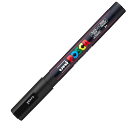 Marcatore a base d'acqua uni posca pc3m  - punta fine da 0,9mm a 1,3mm - nero - uni mitsubishi